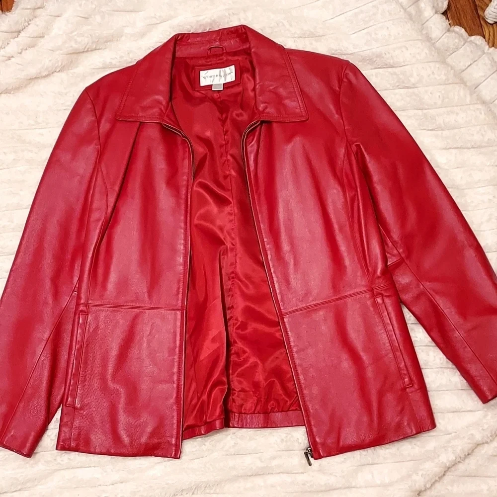 Red Worthington Genuine Leathet Zip Up Jacket